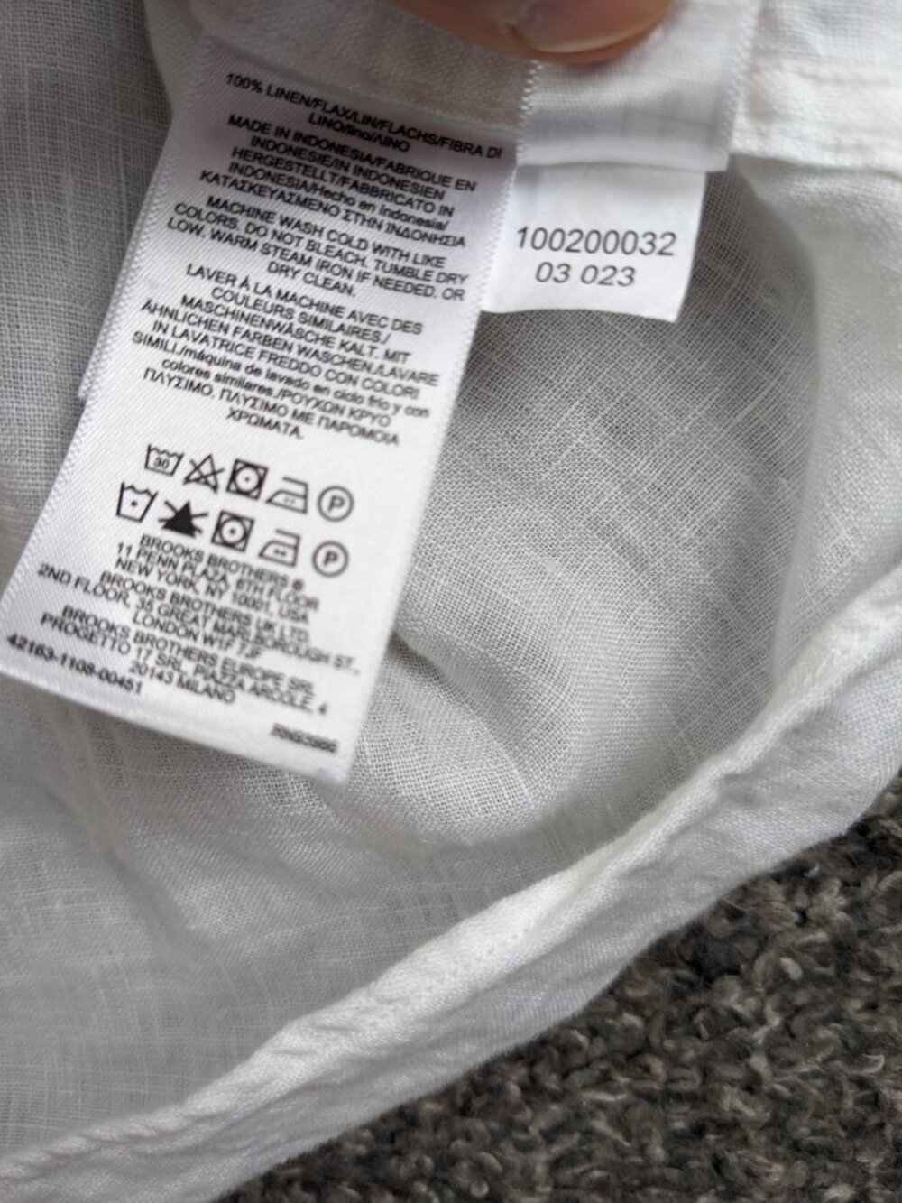 2023 Brooks Brothers Shirt 100% Linen Long Sleeve Button Down White Mens Large - Picture 5 of 10